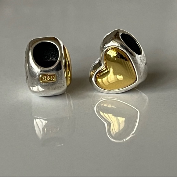 💜 Gold Plated Sterling Silver Domed Golden Heart Charm - Picture 6 of 7